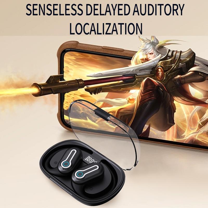 Wireless Stereo Earphones with Charging Case - Hanging Ear Design - Black