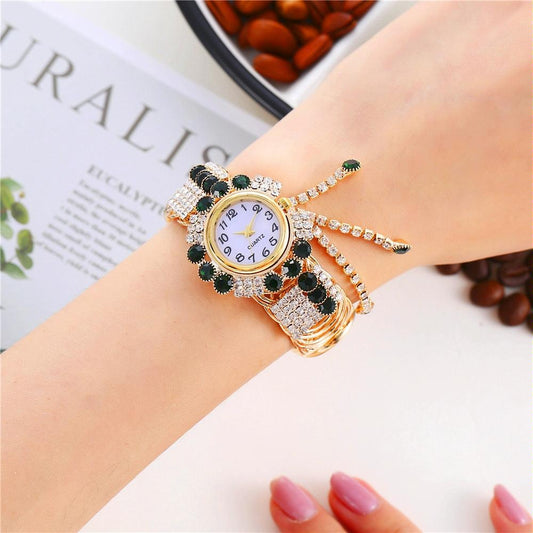 Diamond Pendant Quartz Bracelet Watch for Women - Wild and Unique - Green