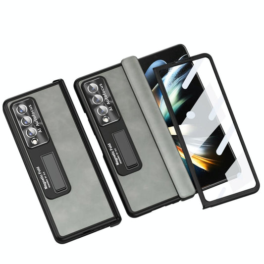 For Samsung Galaxy Z Fold4 5G Napa Texture All-In-One Phone Case - White