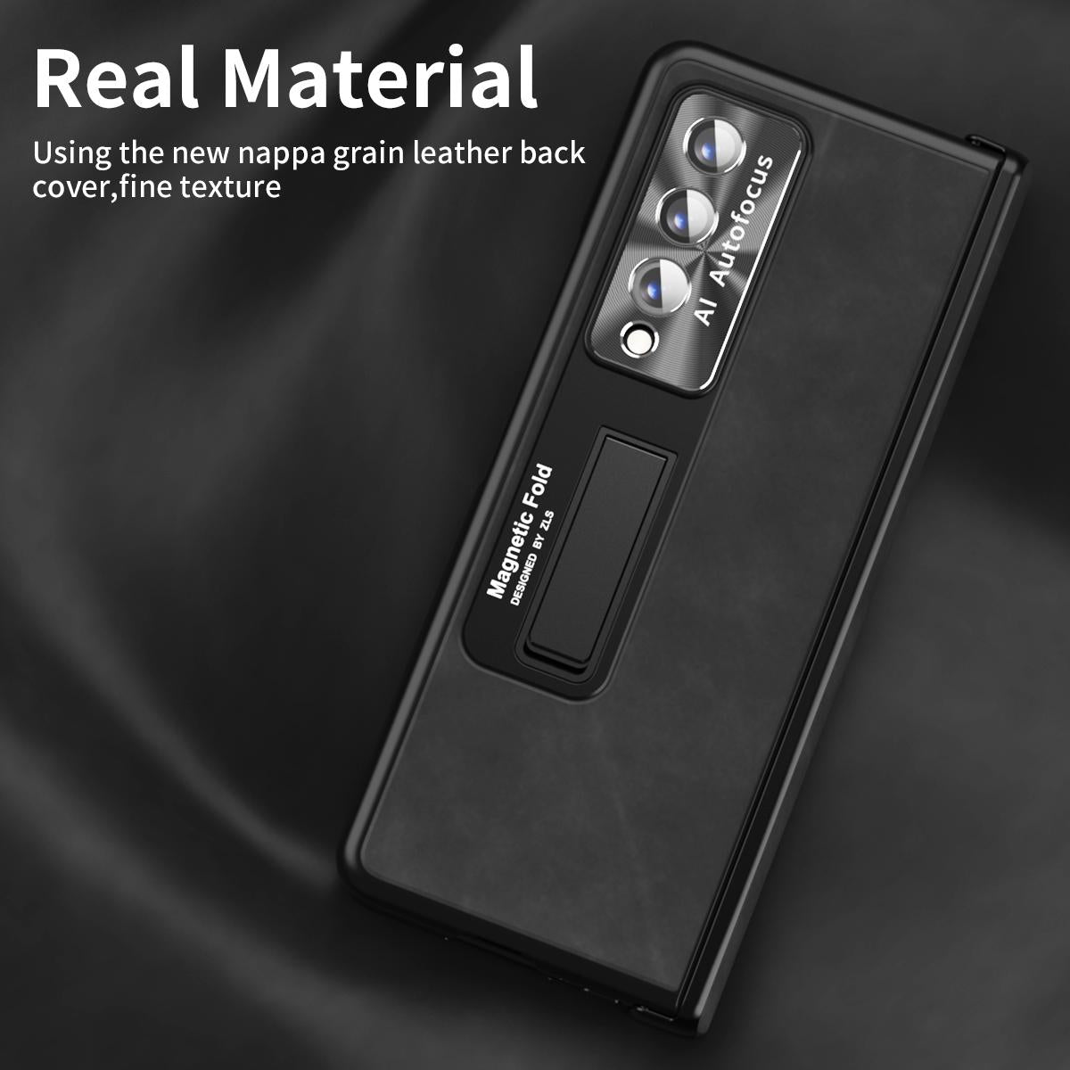 For Samsung Galaxy Z Fold4 5G Napa Texture All-In-One Phone Case - White