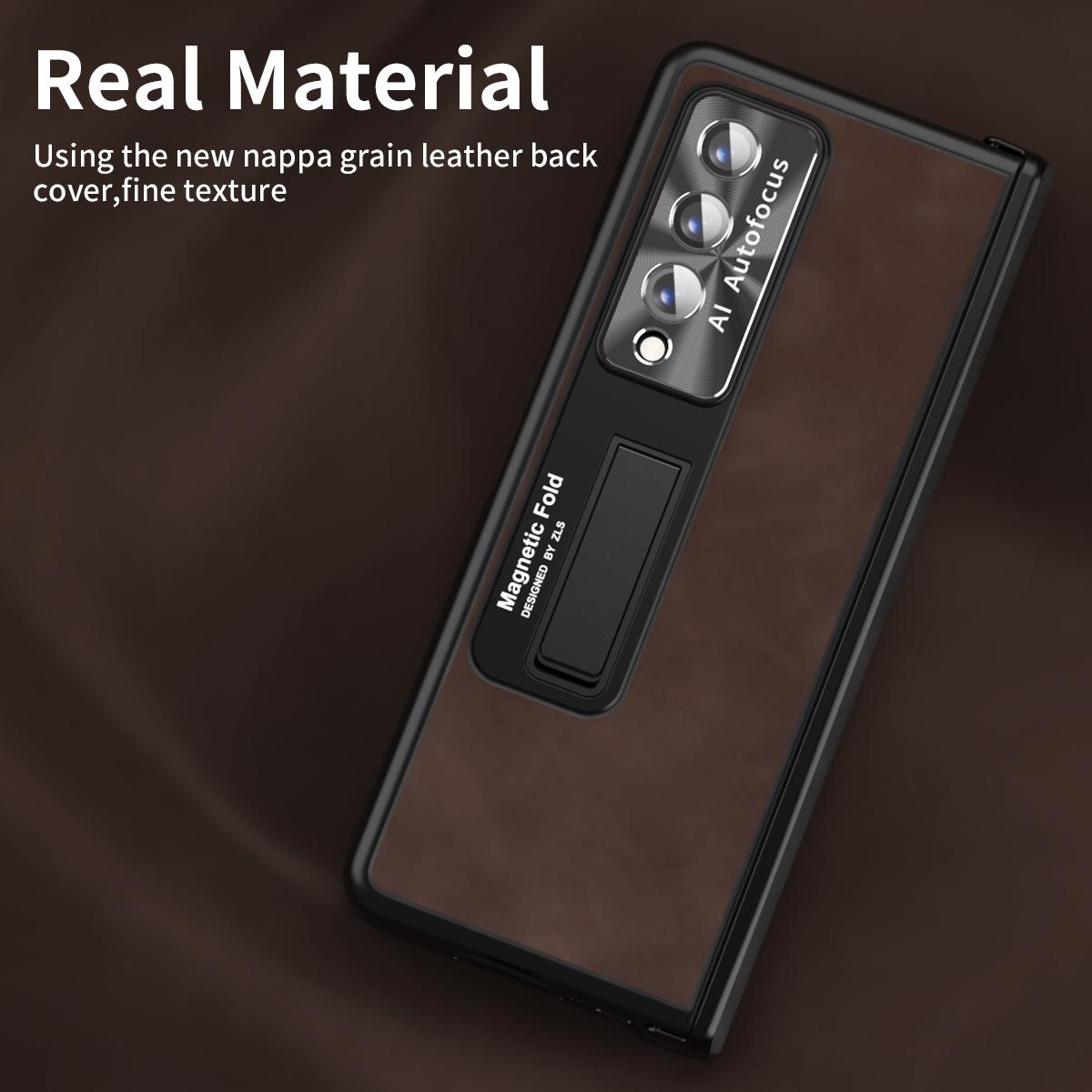 For Samsung Galaxy Z Fold4 5G Napa Texture All-In-One Phone Case - White