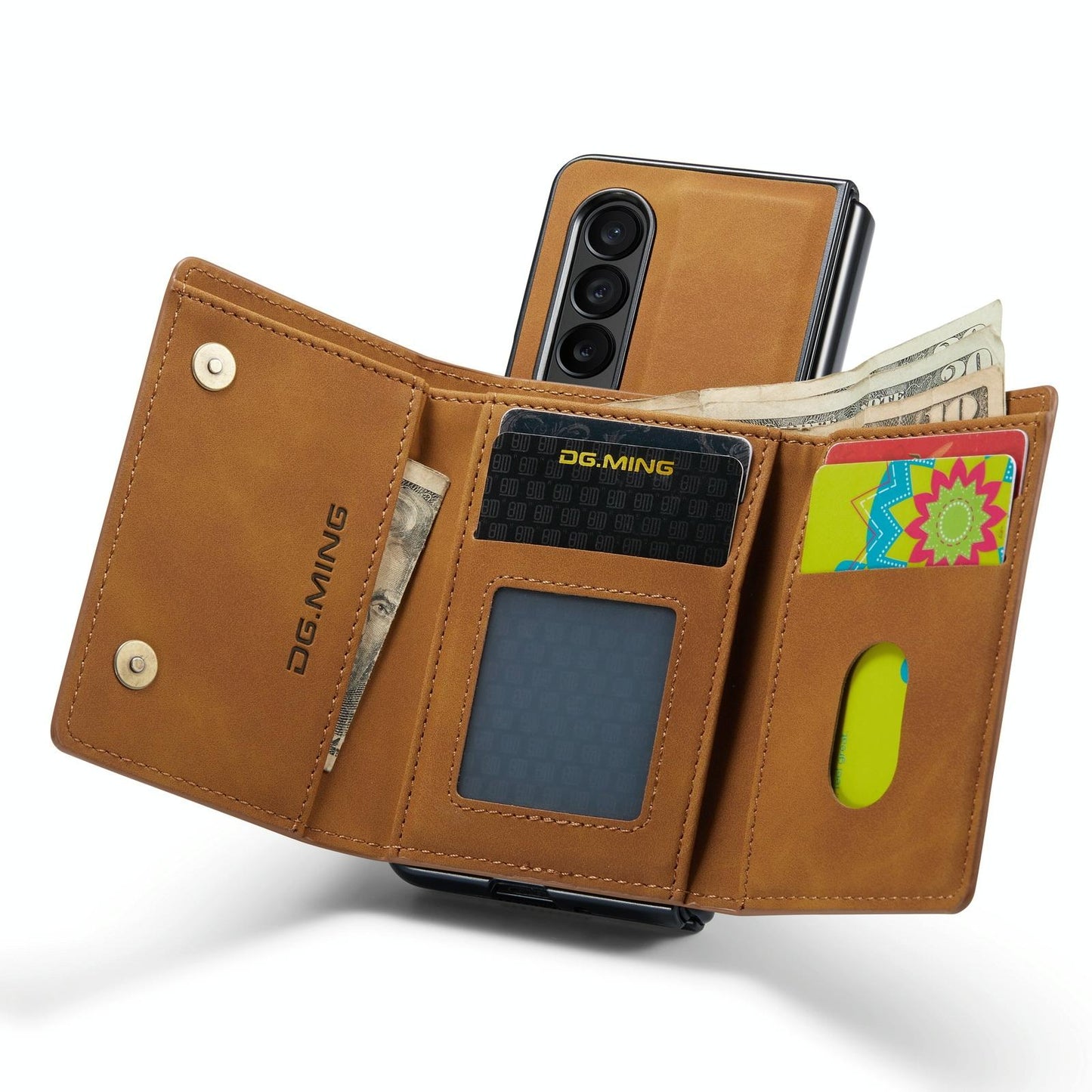 For Samsung Galaxy Z Fold4 5G Wallet Case - 3 Fold Multi Card Holder - Green