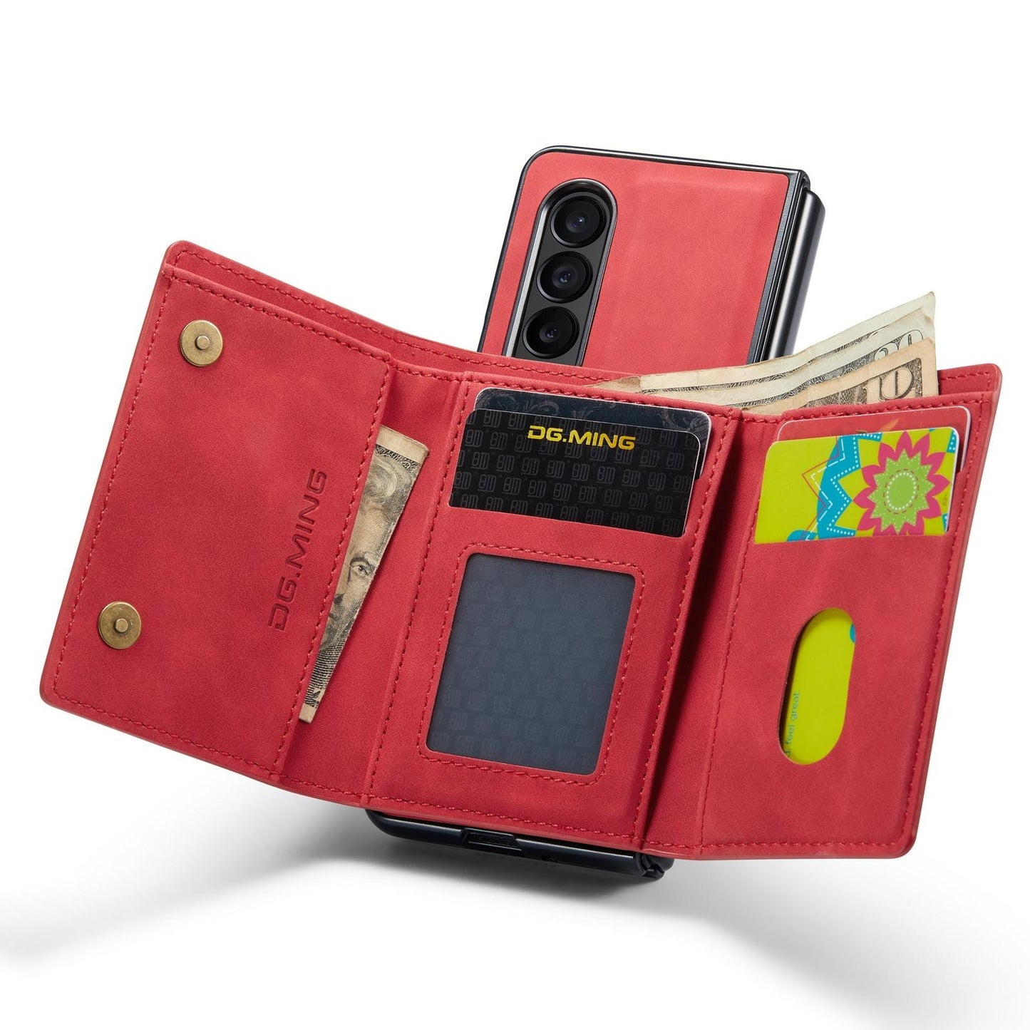 For Samsung Galaxy Z Fold4 5G Wallet Case - 3 Fold Multi Card Holder - Green