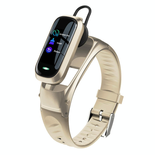 Smart Bracelet With Ai Voice Sleep & Heart Rate Monitoring Call Rejection - Gold