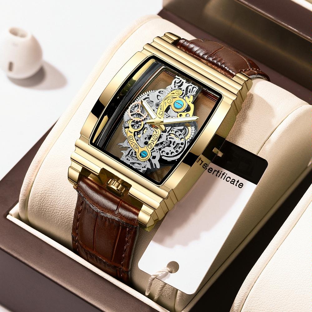Waterproof Luminous Business Watch for Men - Gear Hollow Outdoor - Full Gold Steel Belt
