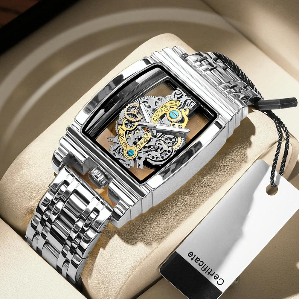 Waterproof Luminous Business Watch for Men - Gear Hollow Outdoor - Full Gold Steel Belt