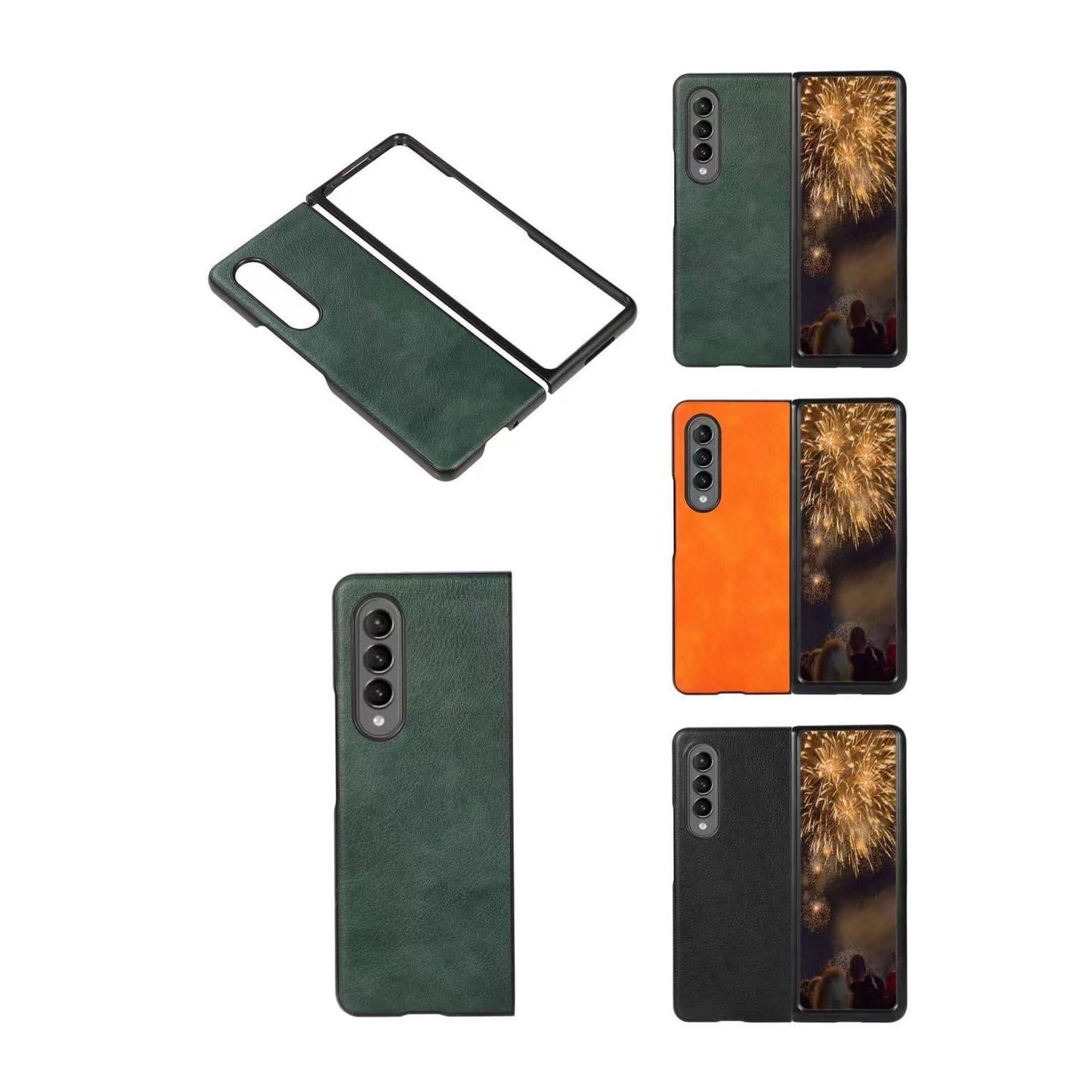 For Samsung Galaxy Z Fold4 5G Litchi Texture Case - Two Tone - Red