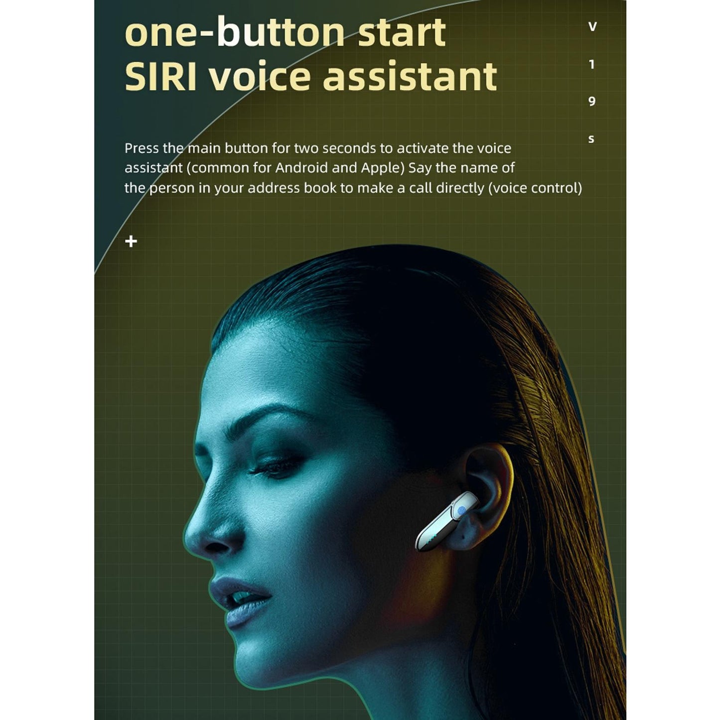 Business Style Bluetooth 5.0 Earphone with Fingerprint Touch - Silver