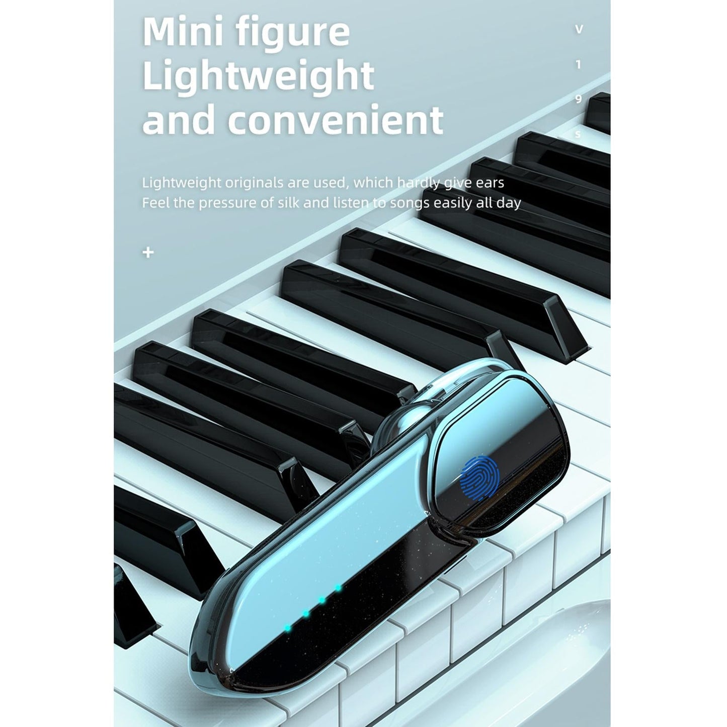 Business Style Bluetooth 5.0 Earphone with Fingerprint Touch - Silver