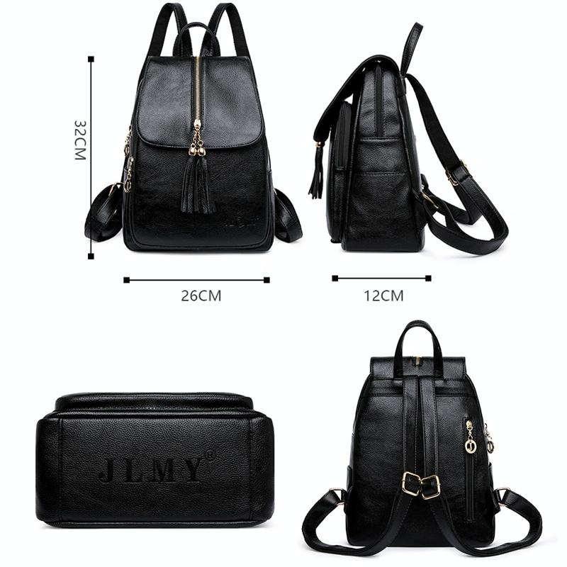 Leather Travel Backpack - Anti-theft Compact - Blue