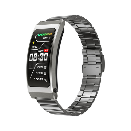 Smart Health Monitoring Bracelet With Bt Call And Leather Strap - Tarnish Steel Strap