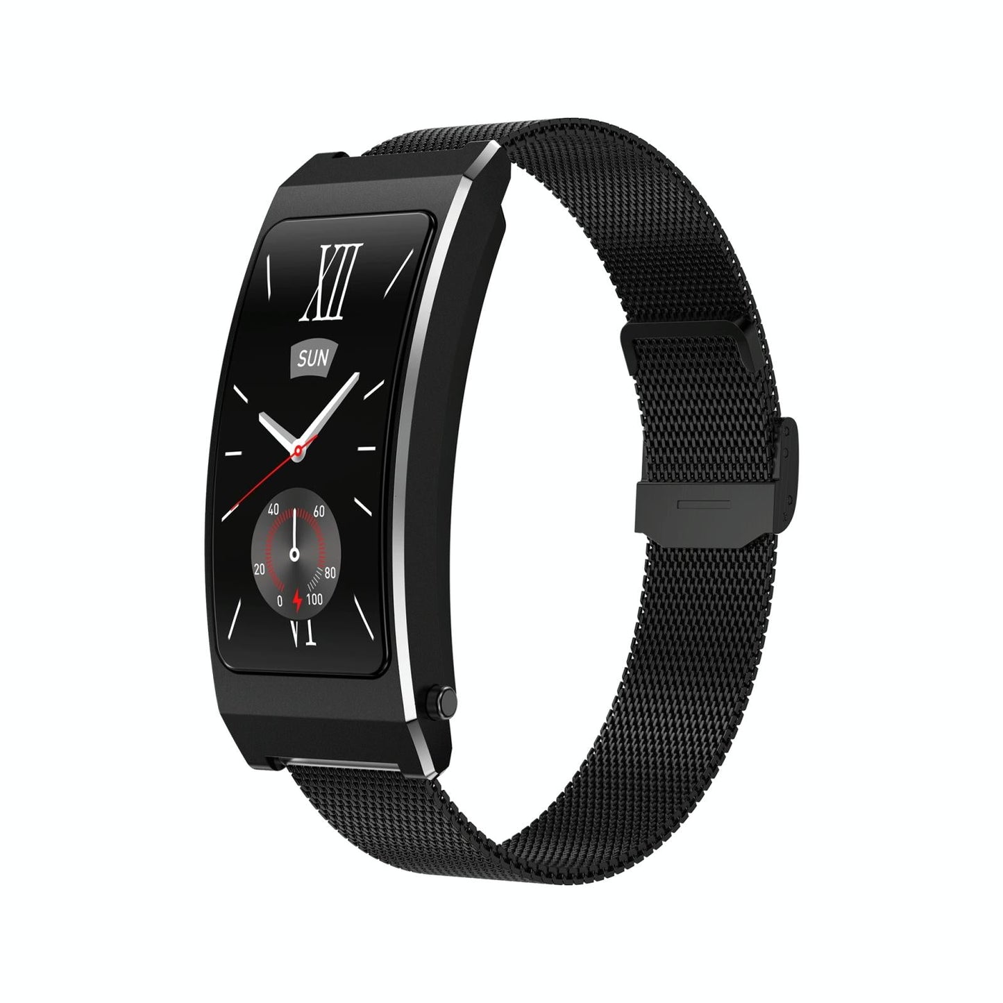Smart Health Monitoring Bracelet With Bt Call And Leather Strap - Tarnish Steel Strap