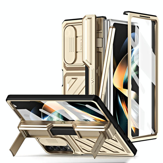 For Samsung Galaxy Z Fold4 5G Shockproof Tpu Pc Case With Pen - Gold