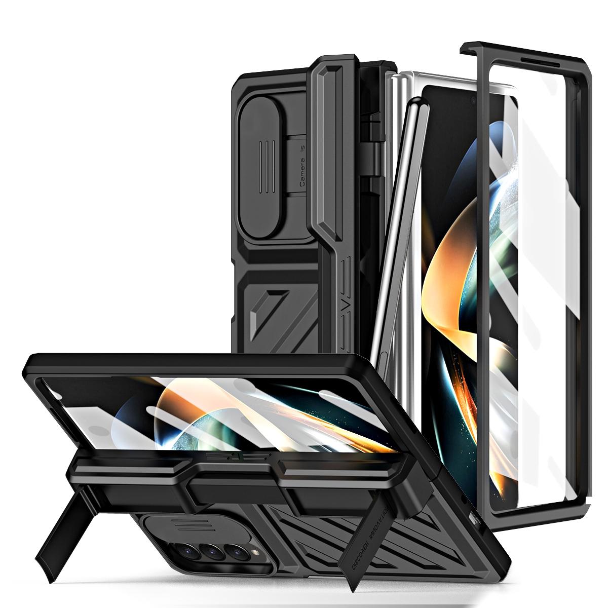 For Samsung Galaxy Z Fold4 5G Shockproof Tpu Pc Case With Pen - Gold