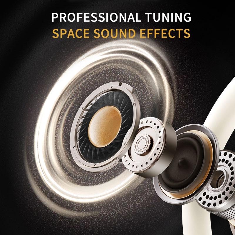 Wireless Stereo Earphones with Charging Case - Hanging Ear Design - White