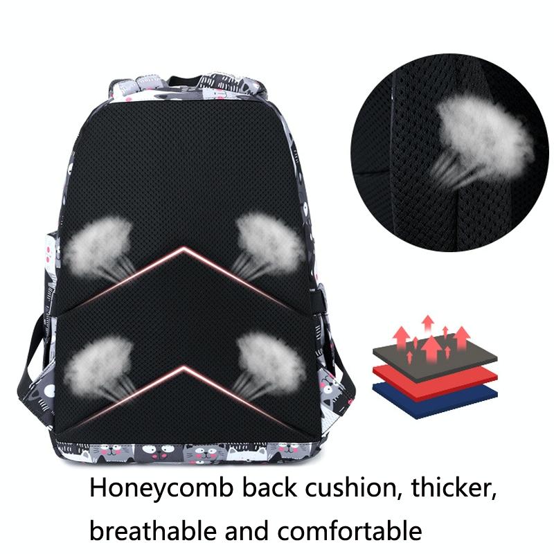 Student Backpack Set - Printed Design - Pink