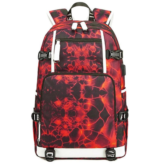 Student Waterproof Printed Backpack - Geometric Red