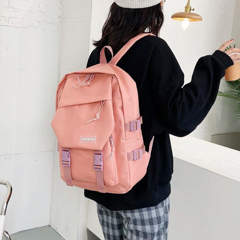 School Backpack with Harajuku Style - Black