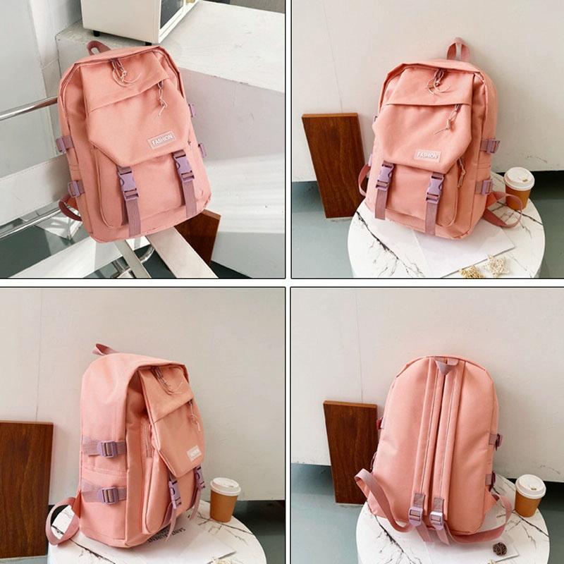School Backpack with Harajuku Style - Black