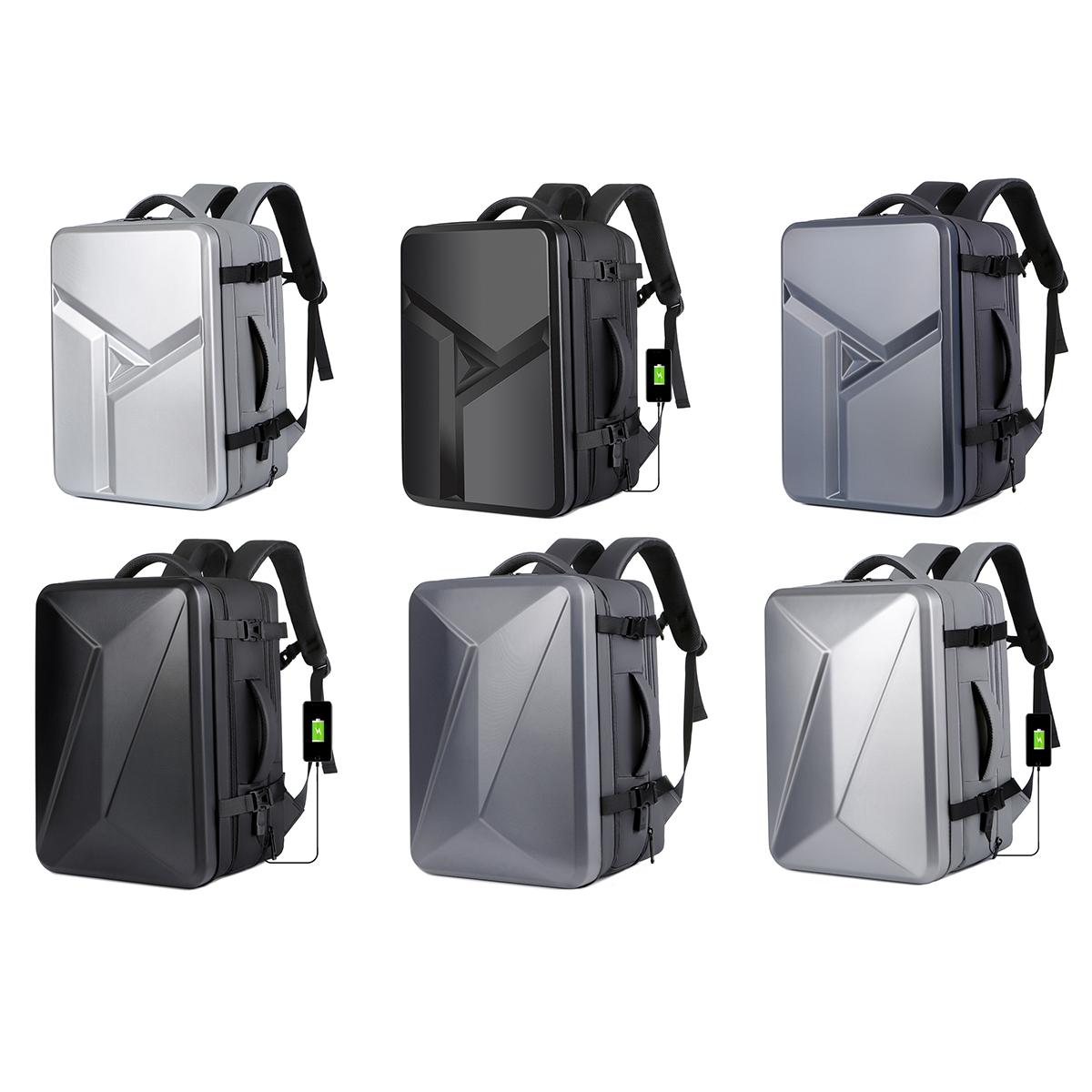 Waterproof Expandable Hard Shell Backpack with Usb Charging - Large Capacity Black - 161 Black