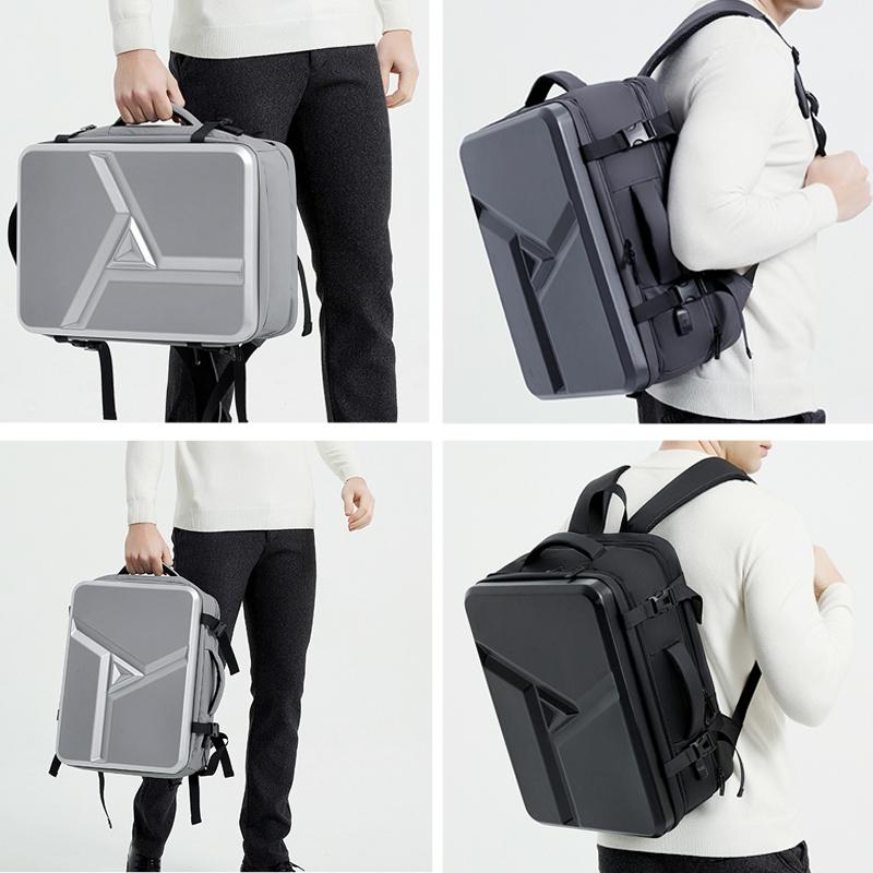 Waterproof Expandable Hard Shell Backpack with Usb Charging - Large Capacity Black - 161 Black