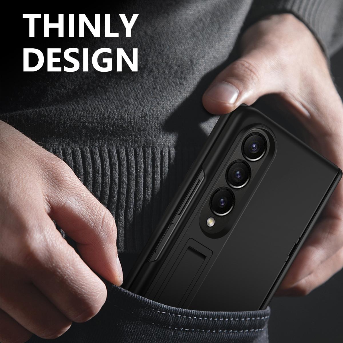 For Samsung Galaxy Z Fold4 5G Shockproof Case With Holder - All-Inclusive - Red