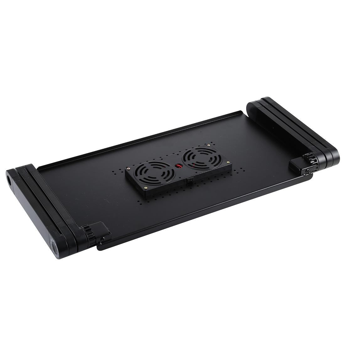 Adjustable Foldable Laptop Stand with Fans & Mouse Pad - Portable Aluminum - Black
