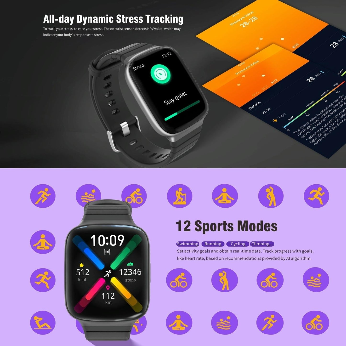 1.69 Inch Ips Screen 5Atm Waterproof Sport Smart Watch Support Sleep Monitoring / Heart Rate Monitoring / Sport Mode / Incoming Call & Information Reminder - White