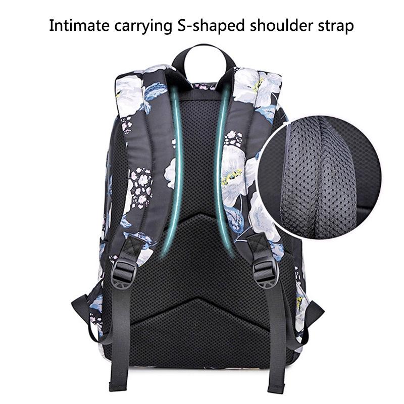 Small Fresh Printed Backpack Set - 3 Pieces for Students - Dark Blue