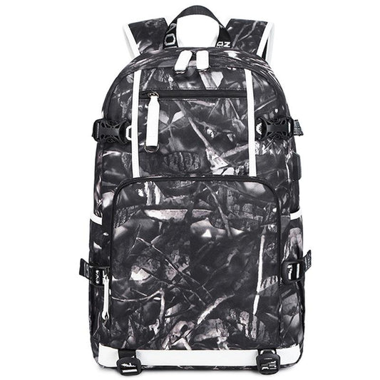 Student Waterproof Printed Backpack - Geometric Blue