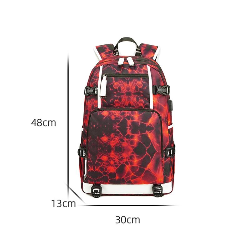 Student Waterproof Printed Backpack - Geometric Blue