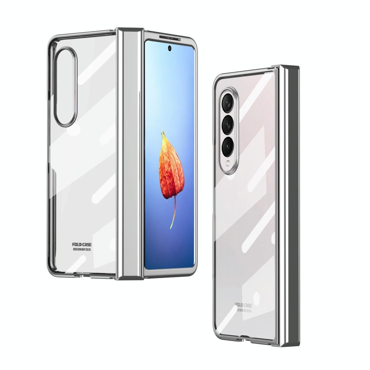 For Samsung Galaxy Z Fold4 5G Samsung Fold 4 Full Body Hinge Case - Electroplated - Silver