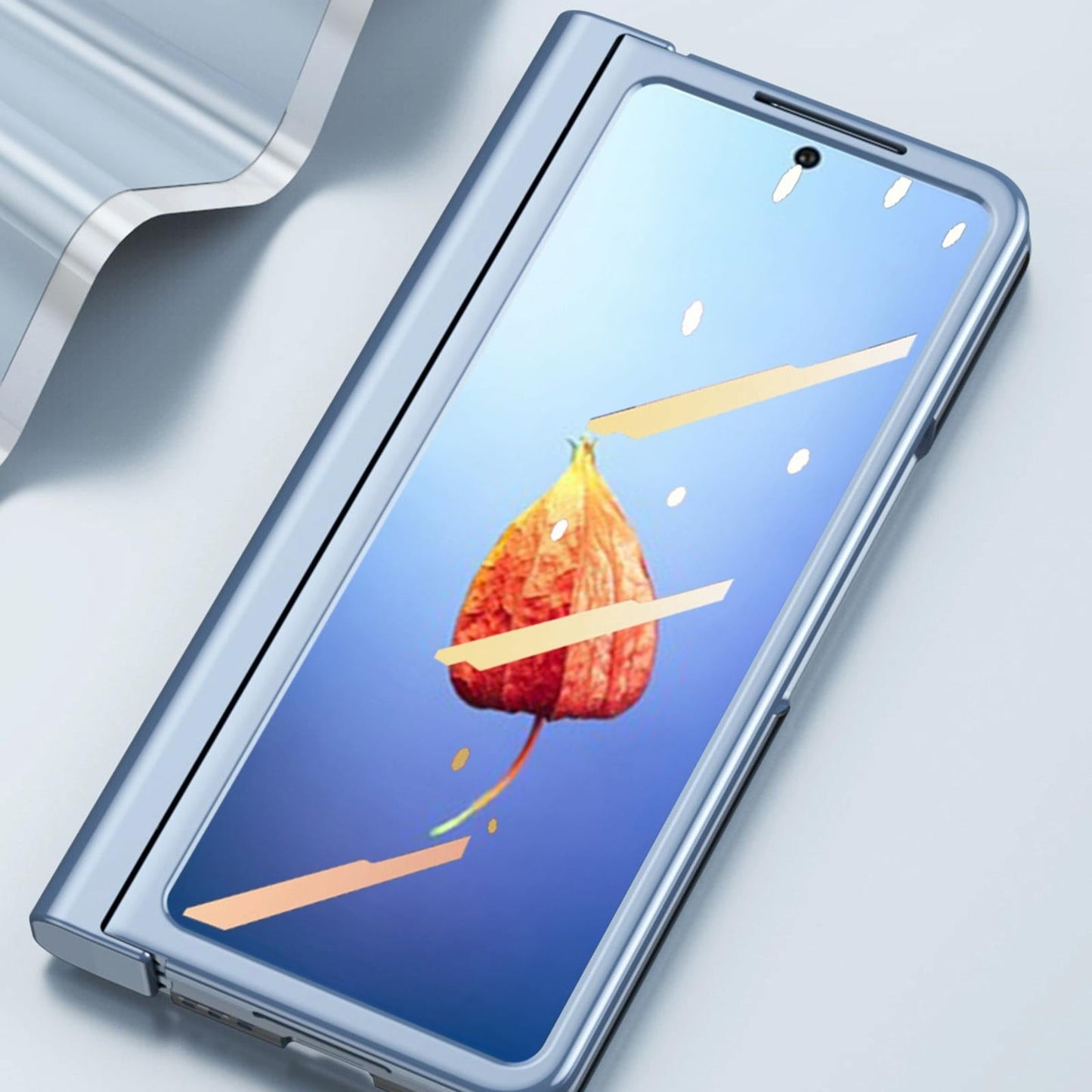 For Samsung Galaxy Z Fold4 5G Samsung Fold 4 Full Body Hinge Case - Electroplated - Silver