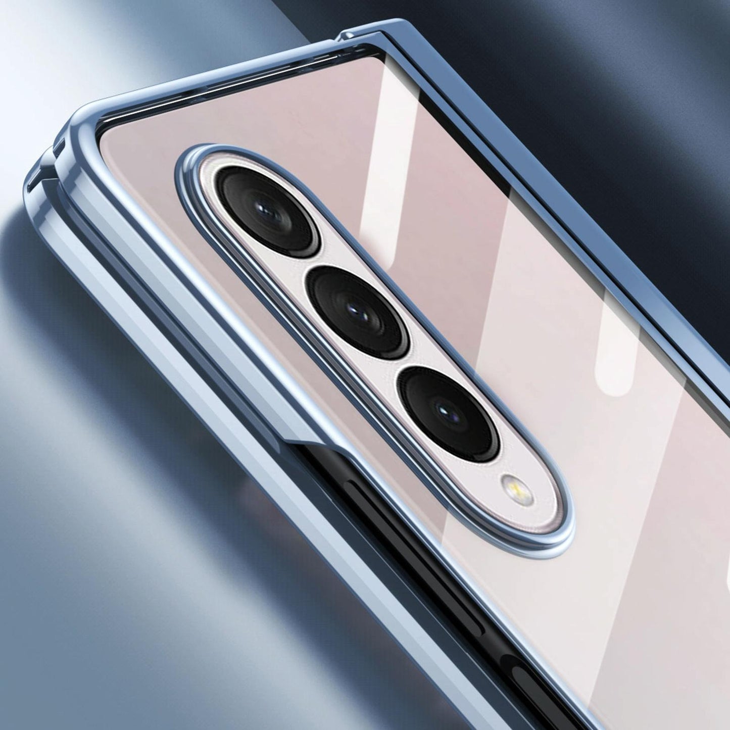 For Samsung Galaxy Z Fold4 5G Samsung Fold 4 Full Body Hinge Case - Electroplated - Silver