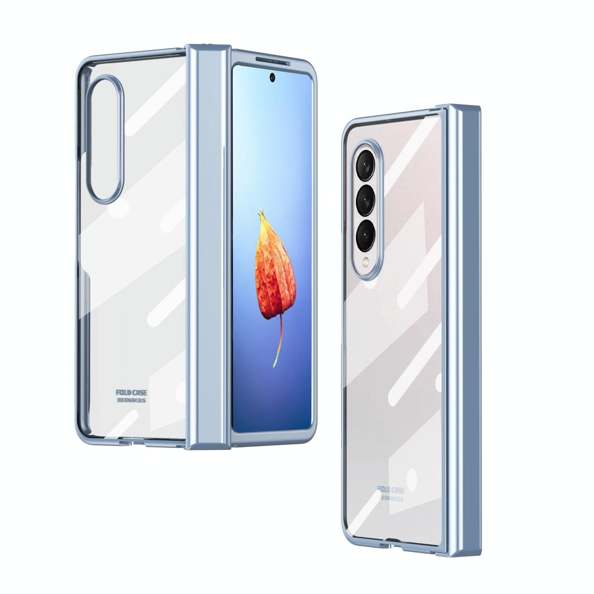 For Samsung Galaxy Z Fold4 5G Samsung Fold 4 Full Body Hinge Case - Electroplated - Silver