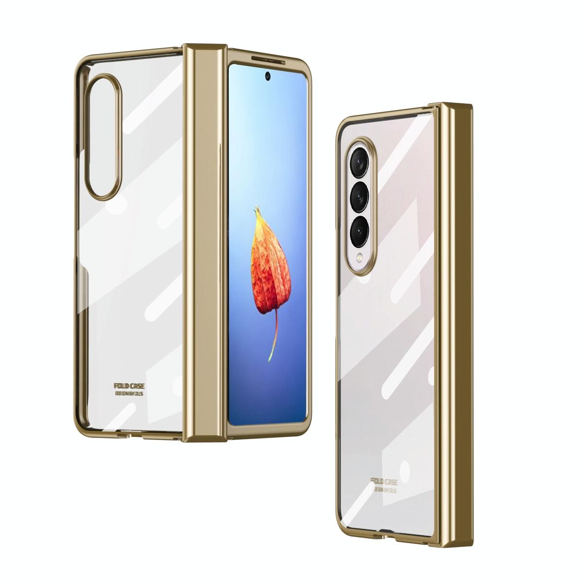 For Samsung Galaxy Z Fold4 5G Samsung Fold 4 Full Body Hinge Case - Electroplated - Silver