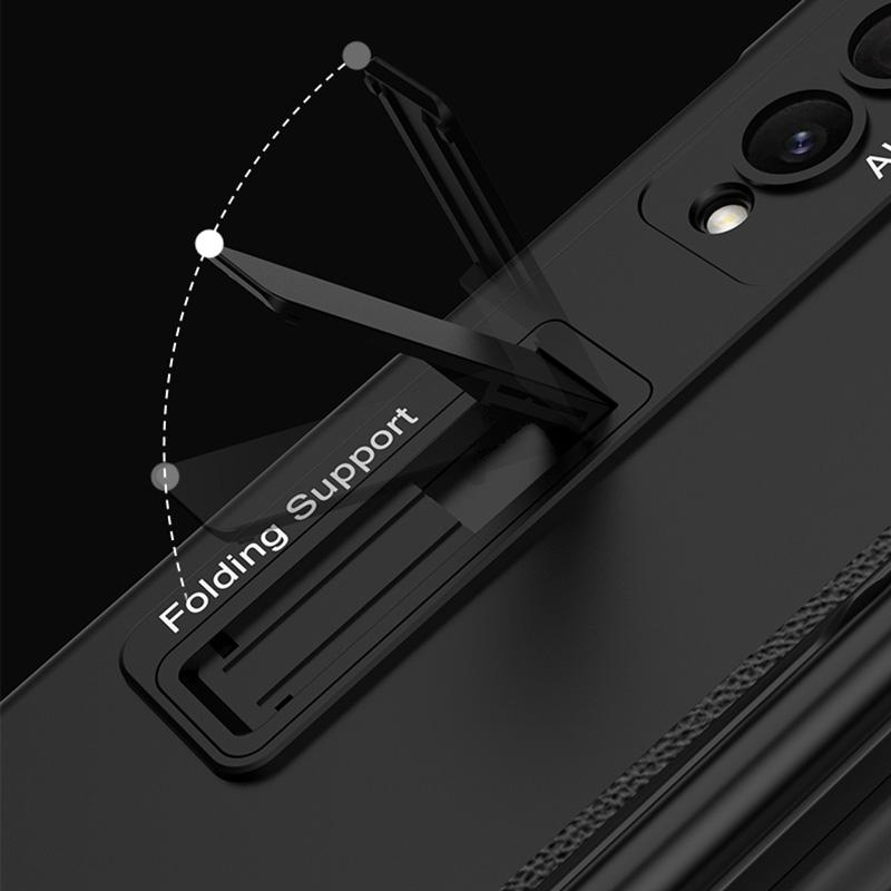 For Samsung Galaxy Z Fold4 5G Foldable Magnetic Flip Case With Holder & Pen Slot - Gkk - Silver