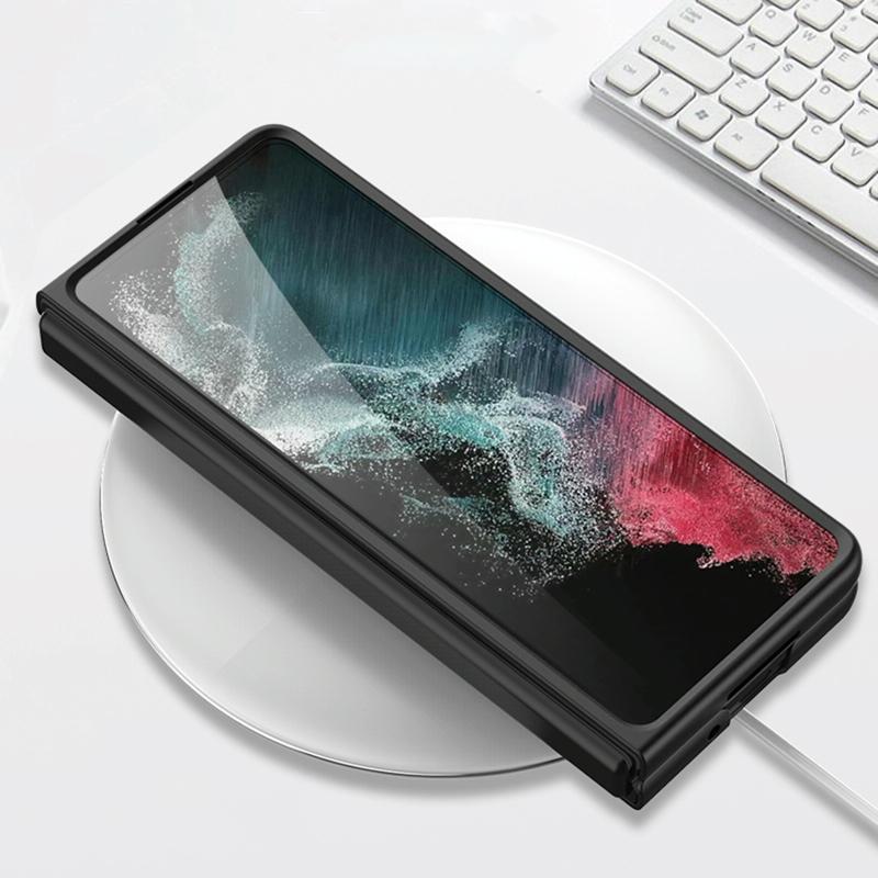 For Samsung Galaxy Z Fold4 5G Leather Case With Card Slots - Ultra Thin - Silver