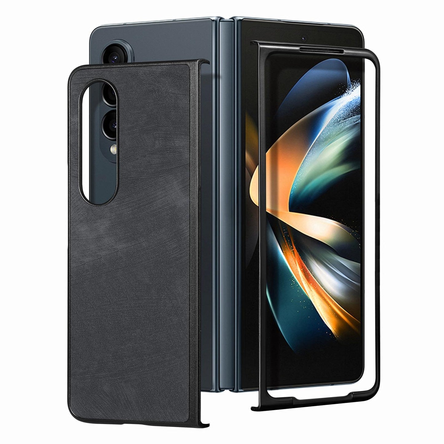 For Samsung Galaxy Z Fold4 5G Pu Back Cover - Solid Colour - Green