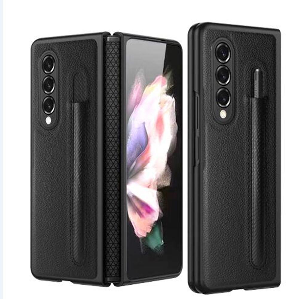 For Samsung Galaxy Z Fold4 5G Litchi Texture Hinge Case - Red