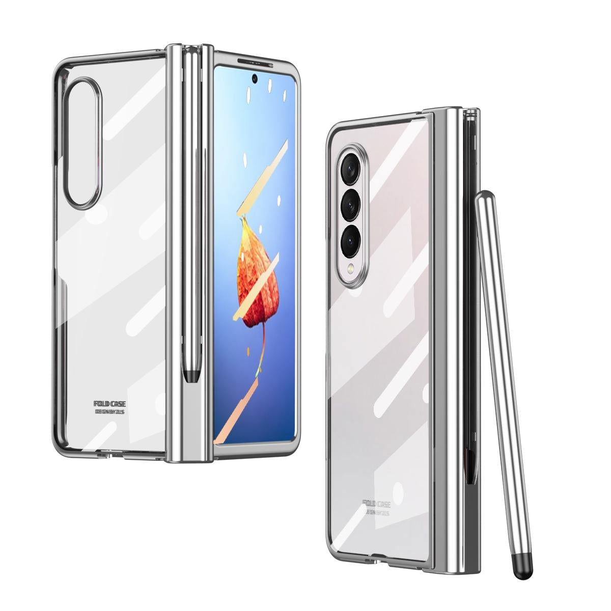 For Samsung Galaxy Z Fold4 5G Case With Pen Slot - Electroplated Full Body - Gold