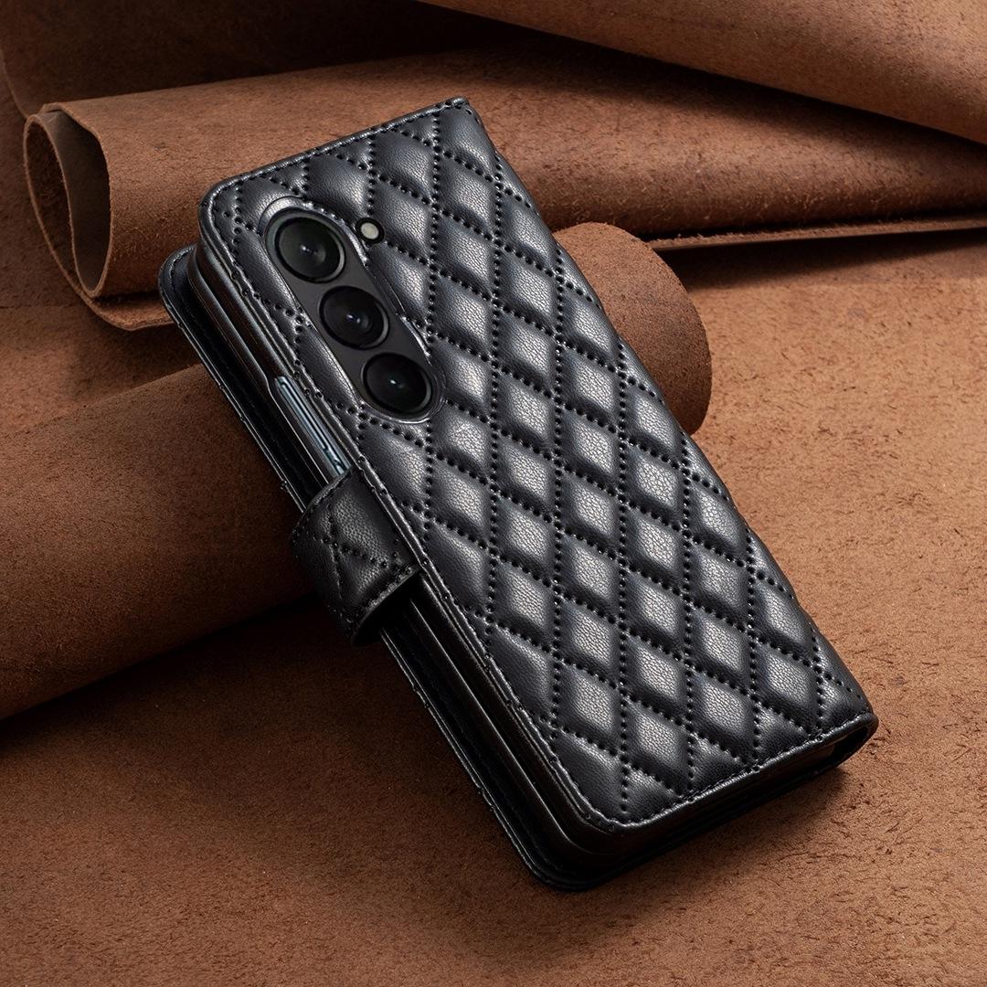 For Samsung Galaxy Z Fold4 5G Samsung Fold 4 Diamond Lattice Wallet Case - Sleek And Stylish - Green