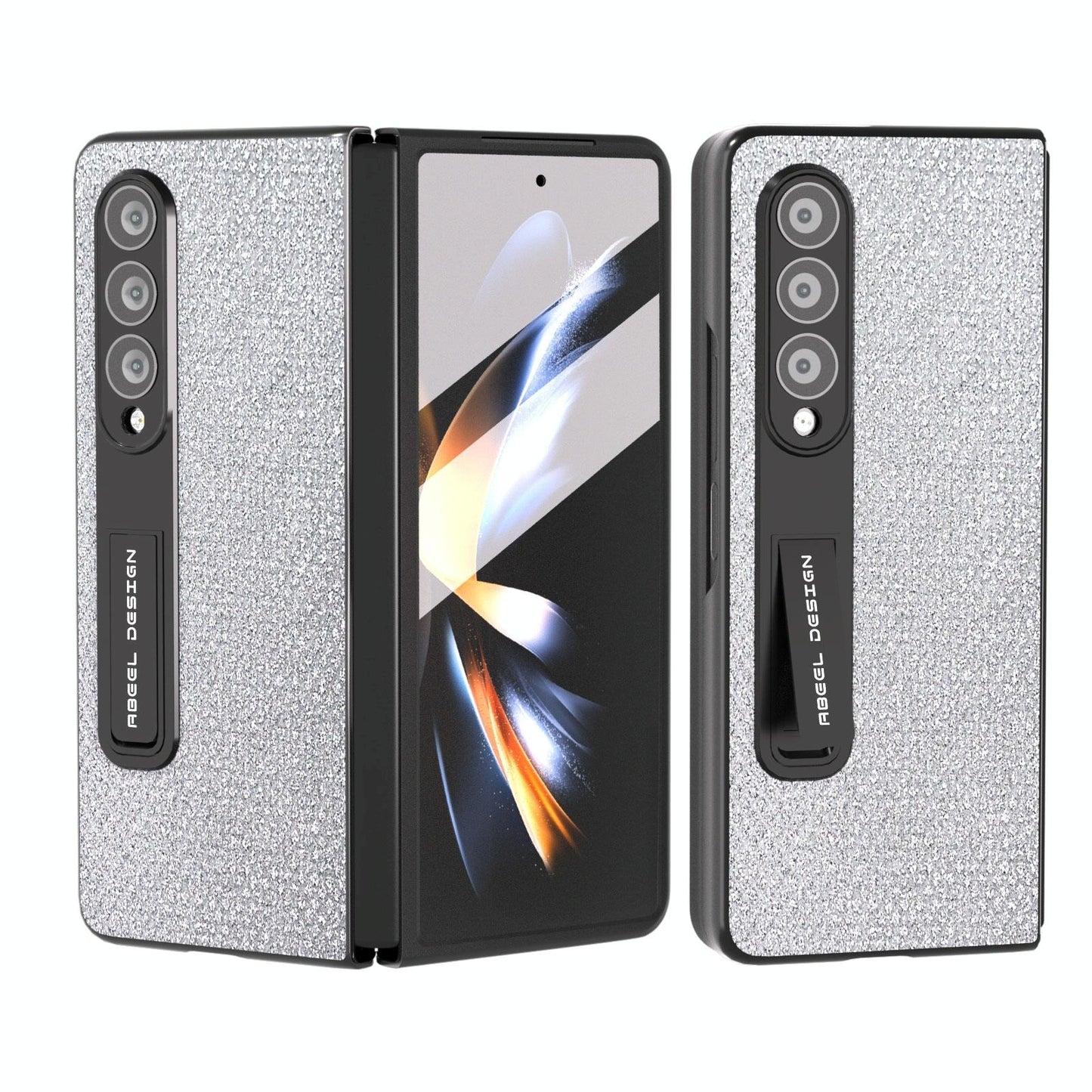 For Samsung Galaxy Z Fold4 5G Diamond Edge Case With Holder - Black