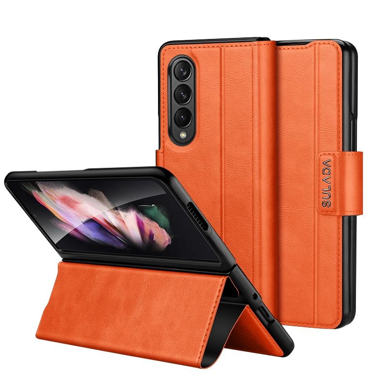 For Samsung Galaxy z Fold4 5G Magnetic Snap Leather Flip Case - All-inclusive - Brown