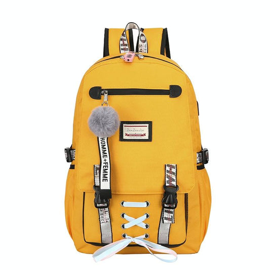 Anti-theft Usb Backpack for Sports and Leisure - Yellow