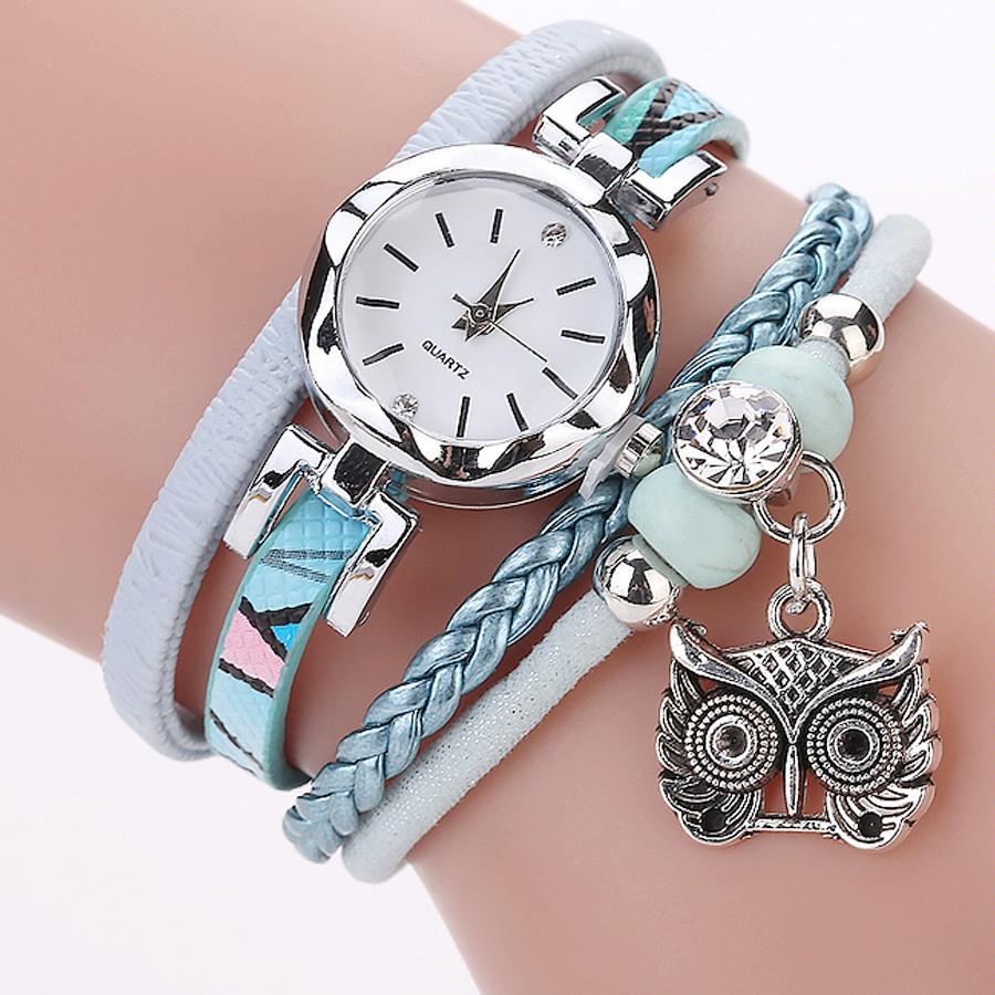 Owl Pendant Bracelet Watch for Women - Small Dial - Pink