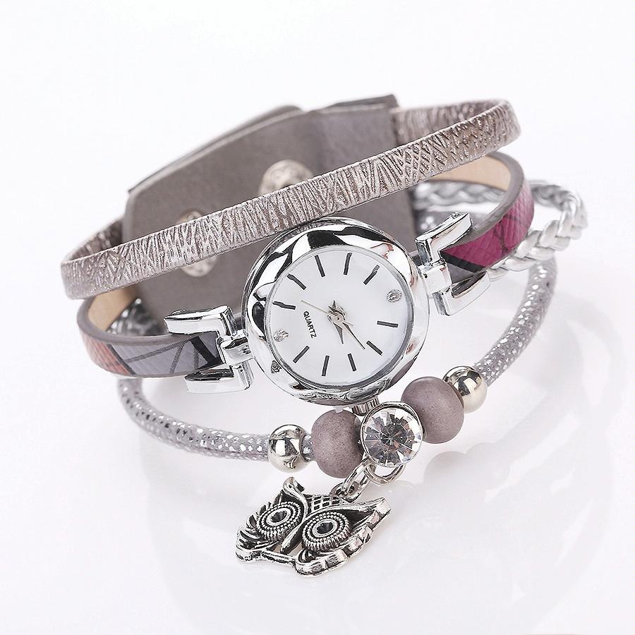 Owl Pendant Bracelet Watch for Women - Small Dial - Pink
