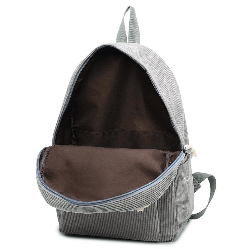 Girls' and Women Corduroy Backpack - School - Light Brown