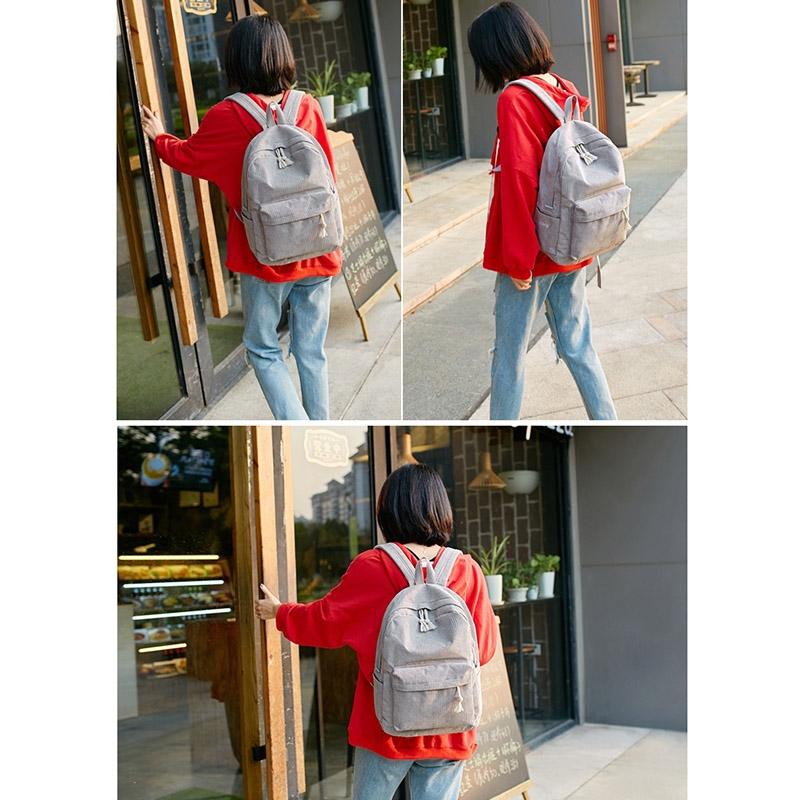 Girls' and Women Corduroy Backpack - School - Light Brown