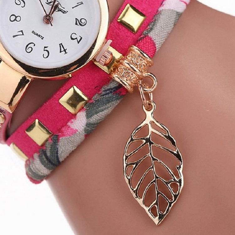 Leaf Pendant Quartz Bracelet Watch for Women - Brown